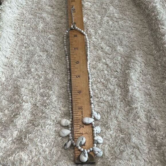 White Howlite Drop Bead Bib Necklace Natural‎ Stone Jewelry Lobster Clasp - Picture 3 of 8
